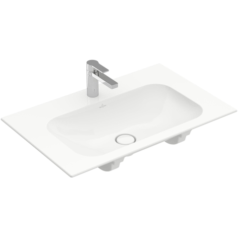 Villeroy & Boch finion meubelwastafel - 1 kraangat - 80x50cm CeramicPlus - zonder overloop - White Alpine (glans wit) SW106520