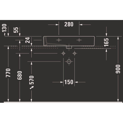 Duravit Vero Meubelwastafel - 70x47cm - met 1 kraangat - met overloop - geslepen - wit SW223283
