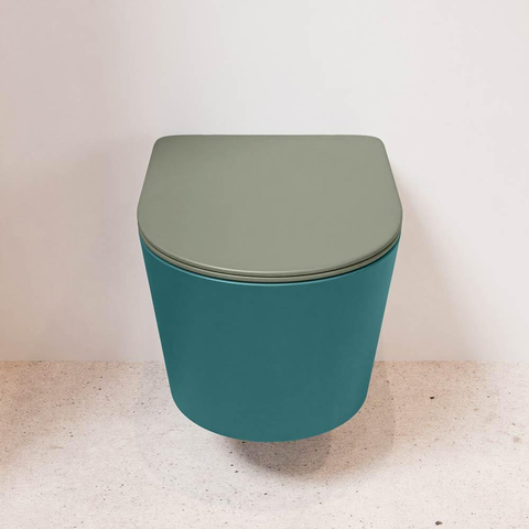 Mondiaz LAVIE WC suspendu – sans bride – 36 x 53 cm – avec abattant softclose – Smag (vert), abattant Army (vert) SW1208578
