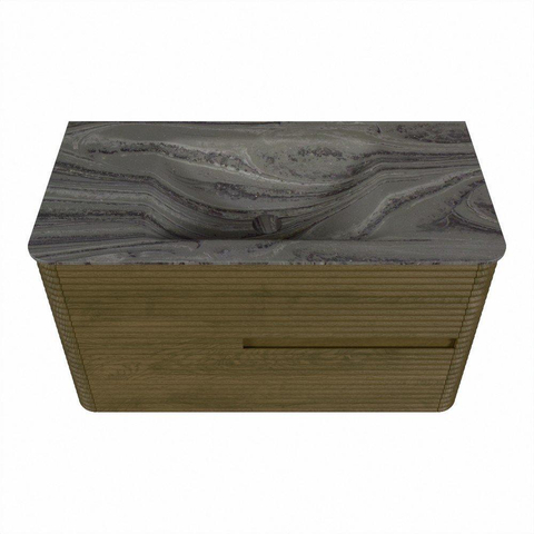 Mondiaz CIRO-DLUX Badkamermeubelset - 90x45x50cm - Solid surface wastafel Sombra - 1 wasbak Midden - zonder kraangaten - 2 lades - Dusk SW1533401