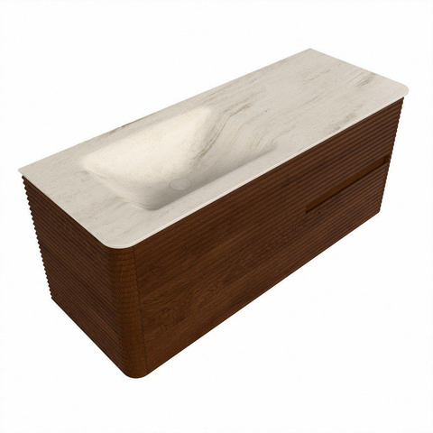 Mondiaz CIRO-DLUX Badkamermeubelset - 120x45x50cm - Solid surface wastafel Meli - 1 wasbak Links - 1 kraangat - 2 lades - Ruby SW1533834
