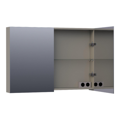 BRAUER Impress armoire de toilette – 99 x 70 x 15 cm – 2 portes, portes-miroir double face – Taupe mat SW393031