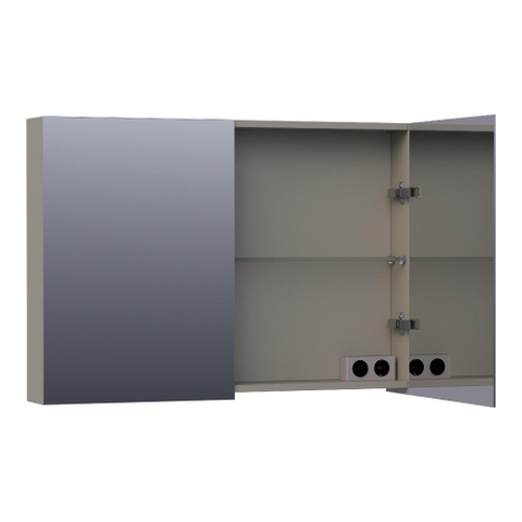 Saniclass Plain Spiegelkast - 100x70x15cm - 2 links/rechtsdraaiende spiegeldeuren - MDF - mat taupe SW393031