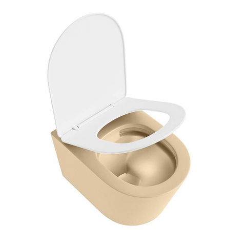 Mondiaz LAVIE hangtoilet – spoelrandloos – 36 x 53 cm – met softclose zitting – Sand (beige), zitting Talc (wit) SW1208765