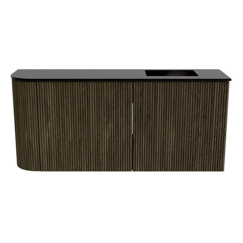 Mondiaz JOYA 91.6cm meuble de salle de bains - arrondi gauche couleur Shadow - Vasque FAYE position Droite Sans trou de robinet couleur Urban. SW1421576