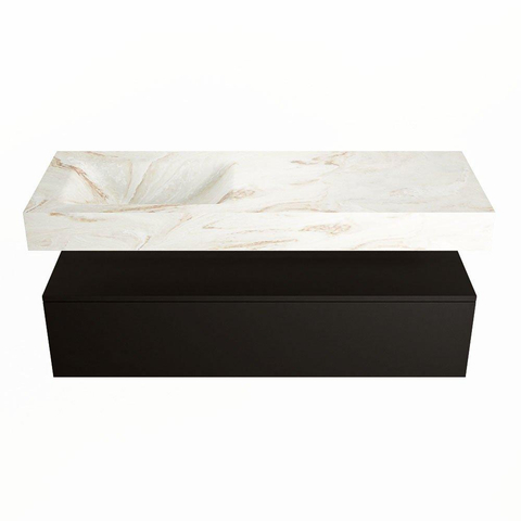 Mondiaz ALAN-DLUX Ensemble de meuble - 130cm - meuble Urban mat - 1 tiroir - Lavabo Cloud Frappe suspendu - vasque Gauche - 1 trou de robinet SW804900
