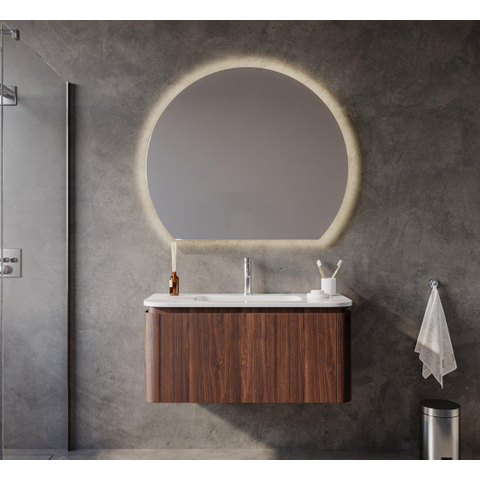 Royal Plaza Terra Ensemble meuble de salle de bains - 100x47x46cm - vasque en céramique blanc brillant - 1 vasque - 1 trou de robinet - 2 tiroirs - châtaignier (noyer) SW1441226