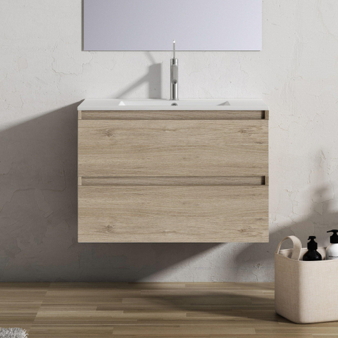 Saniclass Chaci Badkameronderkast - 60cm - 2 lades - greeploos - eiken SHOWROOMMODEL SHOW26152