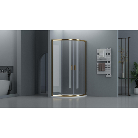 Adema Dawn Cabine de douche - 90x90cm - quart de cercle - or mat SW1381733