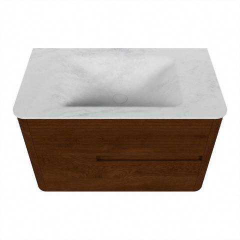 Mondiaz CIRO-DLUX Badkamermeubelset - 80x45x50cm - Solid surface wastafel Opalo - 1 wasbak Midden - zonder kraangaten - 2 lades - Ruby SW1531625