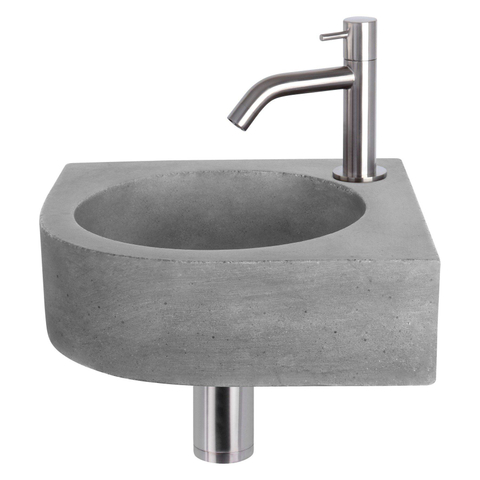 Differnz Cleo pack lave-mains d'angle – 31,5 x 31,5 x 10 cm – béton gris – robinet courbé chromé mat SW373177