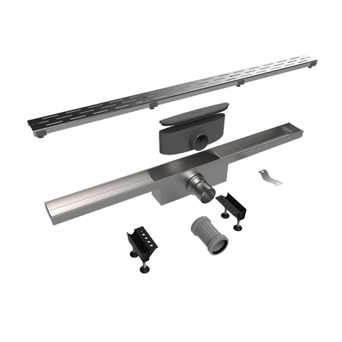 Easy Drain Compact caniveau de douche plaque simple avec sortie latérale 6x100cm 50mm inox 2301332
