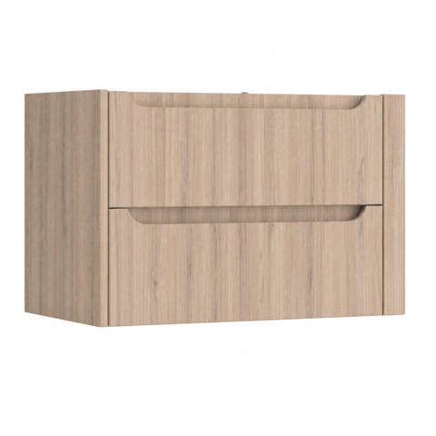 H&R Badmeubelen Juice Wastafelonderkast - 80x45x50cm - rechterhoek afgerond - 2 lades - geïntegreerde greep - Rockford oak SW1488964