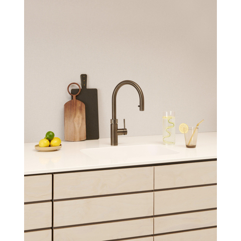 Quooker Flex Round kokendwaterkraan - draaibare & uittrekbare uitloop - Combi+ reservoir - Warm / kokend water - gunmetal SW968361