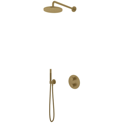 Hotbath Cobber Complete - thermostatische douche InBouwSet CB009BBP - met 2-weg-stop-omstel - PVD - geborsteld messing (goud) SW1118031