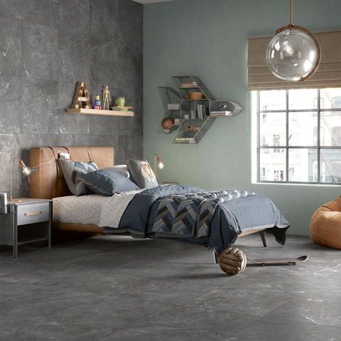 ÉCHANTILLON Ceralto Cemento Alto Concrete Carreau de sol et de mur 100x100cm 8.5mm rectifié R10 grès cérame Black SW911922