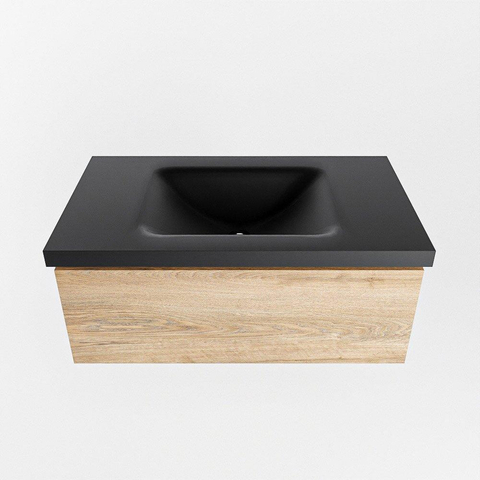 Mondiaz BUKLA Badkamermeubelset - 80x45x34cm - 0 kraangaten - wasbak midden - solid surface - Urban - greeploos - 1 lade - Melamine - Washed Oak SW704790