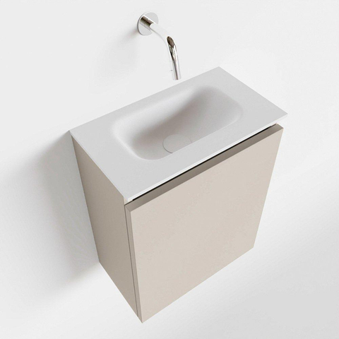 MONDIAZ TURE Toiletmeubel 40x23x50cm met 0 kraangaten 1 deuren linen mat Wastafel Eden midden Solid Surface Wit SW475059