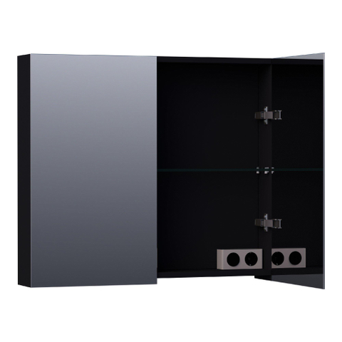 BRAUER Impress armoire de toilette – 80 x 70 x 15 cm – 2 portes, portes-miroir double face – Noir mat SW392898