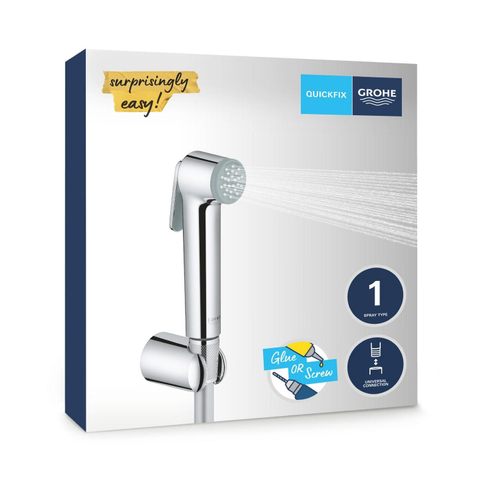 GROHE Vitalio Trigger Ensemble de douchette - 1 type de jet - rond - avec support - flexible lisse - 125cm - chrome SW87130