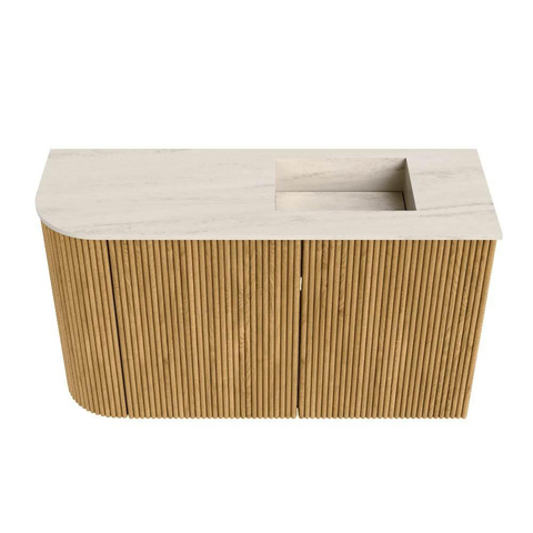 Mondiaz JOYA-DLUX 71.6cm toiletmeubel - ronding links kleur Oak - Wastafel FAYE positie Rechts Zonder kraangat kleur Meli. SW1423945