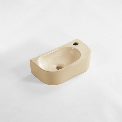 QeramiQ Pure lave-mains - 40x22x12cm - trou robinet droite - sans trop-plein - beige mat SW1209553