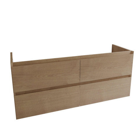 Saniclass Holz Atelier Meuble de salle de bain - 140x45x60cm - lavabo en céramique blanc - 2 vasques - 2 trous de robinet - 4 tiroirs - Chêne Natural SW1437735