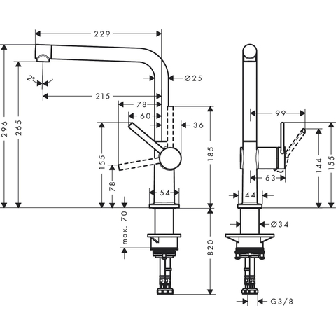 Hansgrohe Talis m54 - 1 greeps keukenmengkraan - 270 - hoogglans chroom SW528907
