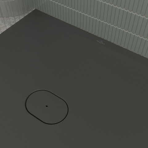 Villeroy & Boch Ecora douchebak - 180x90x4.5cm - afvoer korte zijde - anthracite (antraciet) SW1558945