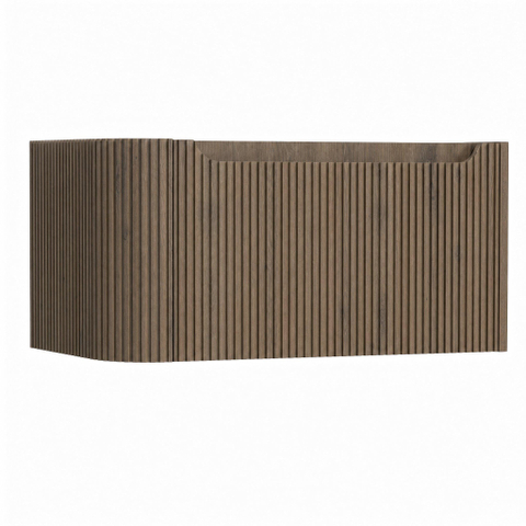 H&R Badmeubelen Juice Wastafelonderkast - 80x45x40cm - linkerhoek afgerond - 3D-front - 1 lade - geïntegreerde greep - tucson oak SW1259641
