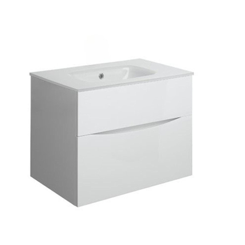 Crosswater Glide II Badkamermeubelset - 70x45x52cm - 2 lades - greeploos - softclose - zonder kraangat - glans wit (grijs) SW892050