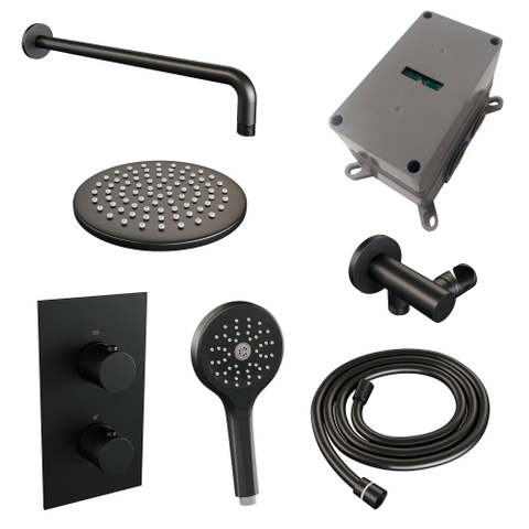 BRAUER Black Carving inbouw regendoucheset – Ø20 cm hoofddouche – ronde handdouche – 2 functies – vaste douchehouder SW716210