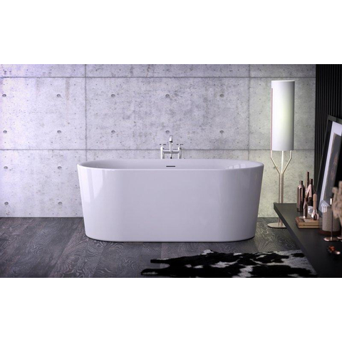 Plieger Kansas Vrijstaand bad - 155x80x60cm - met slotoverloop - met af- en overloopgarnituur - met poten - acryl - wit SW901470