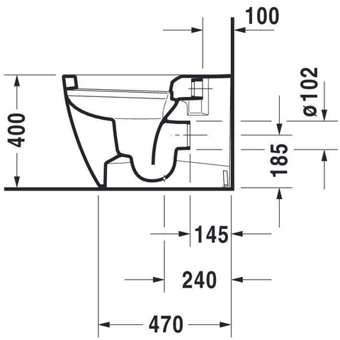Duravit Starck Me closetpot diepspoel staand back to wall 37x60cm incl. bevestiging afvoer horizontaal mat wit SW358219