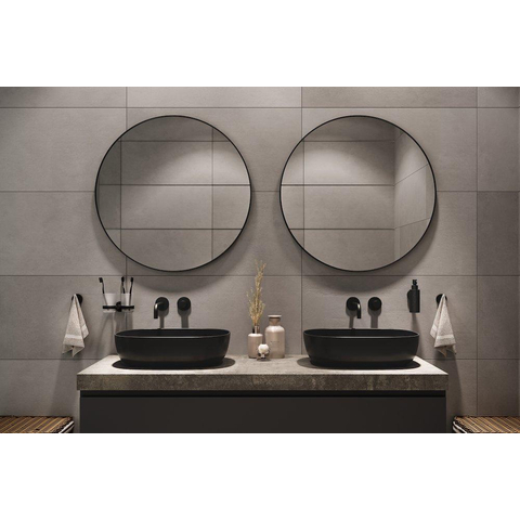 Haceka Deco miroir – rond Ø 80 cm – cadre étroit – Noir mat SW1102381