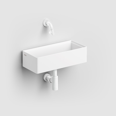 Clou Aluite lave-mains - 38x18x10cm - rectangulaire - sans trou robinet - blanc mat SW241665