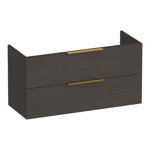 BRAUER Elevate meuble sous-lavabo peu profond 100 sans poignées rapportées 2 tiroirs softclose et 1 découpe pour siphon - Timber Anthracite SW1200209