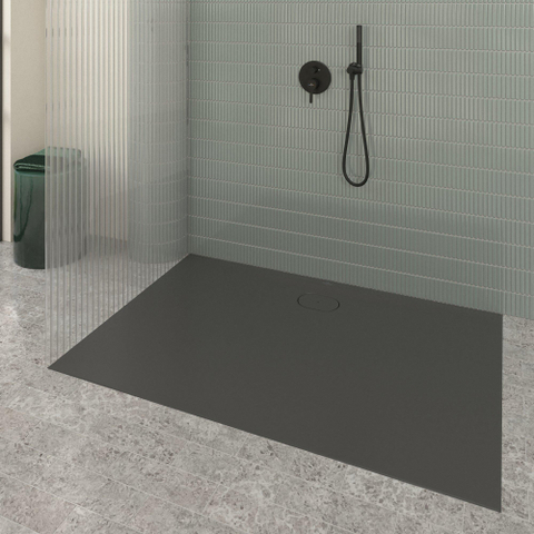 Villeroy & Boch Ecora douchebak - 150x100x3.5cm - afvoer lange zijde - anthracite (antraciet) SW1558973