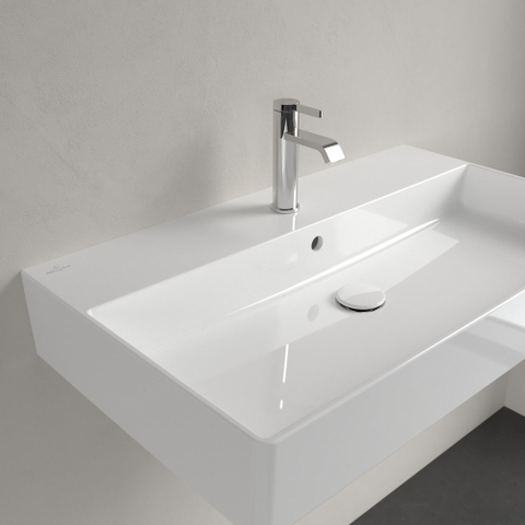 Villeroy & Boch memento 2.0 wastafel onderzijde - geslepen - 80x47cm - met overloop - 1 kraangat - White Alpine (glans wit) SW354339