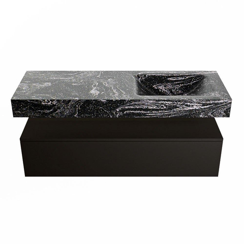 Mondiaz ALAN-DLUX Ensemble de meuble - 130cm - meuble Urban mat - 1 tiroir - Lavabo Cloud Lava suspendu - vasque Droite - 1 trou de robinet SW808112