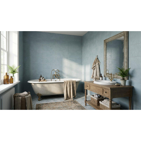 ÉCHANTILLON Terravito Evarno carreau mural - 25x50cm - Aqua mat (bleu) SW1131097