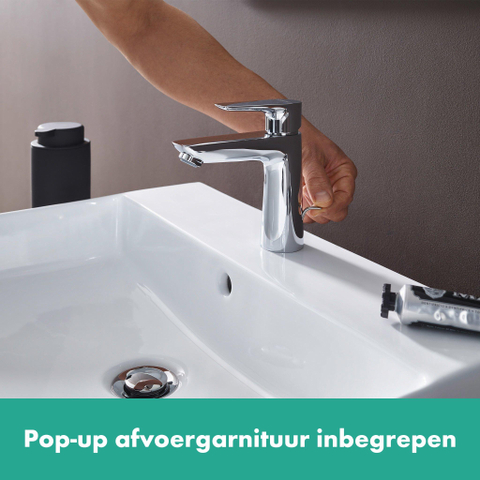 Hansgrohe Talis e 1 greeps wastafelkraan - 110 PopUp - trekwaste - hoogglans chroom SW28983