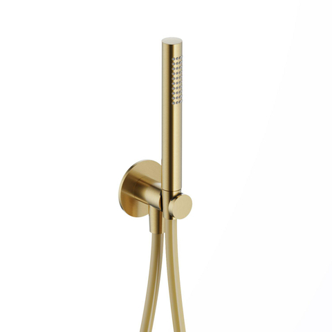 Hotbath Ace Handdoucheset - staafhanddouche - wandsteun - met uitlaat - 150cm - doucheslang - PVD - geborsteld messing (goud) SW1118043