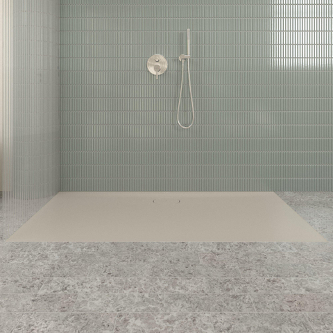 Villeroy & Boch Ecora douchebak - 160x80x3.5cm - afvoer lange zijde - almond (beige) SW1558960