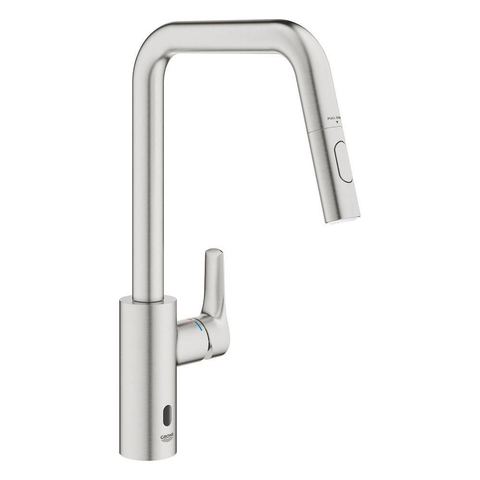 Grohe Eurosmart Mitigeur d'évier - haut - bec pivotant - Supersteel (aspect inox) SW1234867