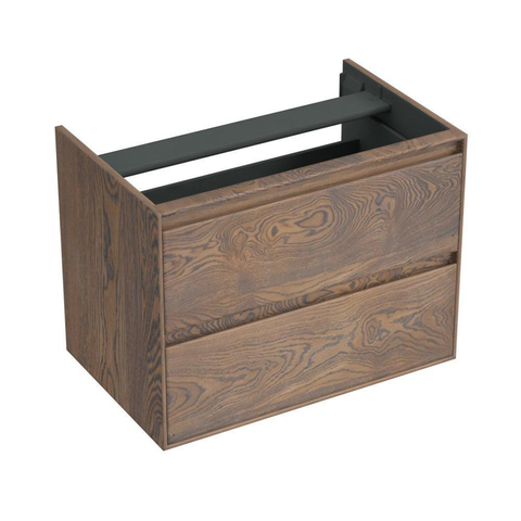 Forzalaqua Reno 2.0 meuble sous-lavabo 80x51x60cm avec 2 tiroirs sans poignées avec softclose Chêne massif Havanna SW492438