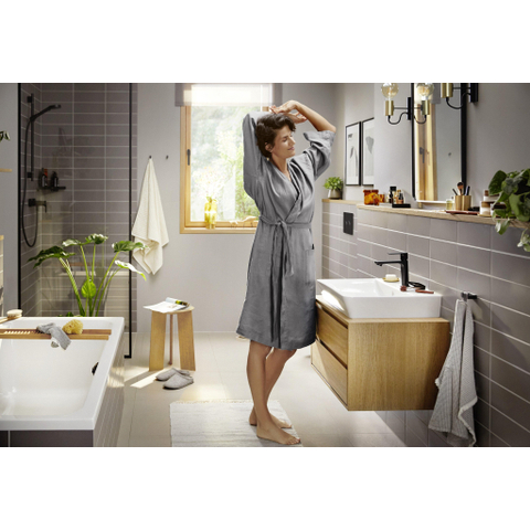 Hansgrohe Rebris e 1 greeps wastafelkraan - 110 - coolstart - zonder afvoer - mat zwart SW796590