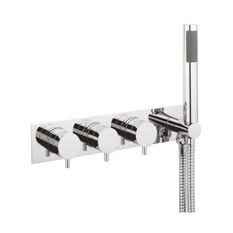 Crosswater partie apparente 3 poignées avec douchette et flexible de douche chrome SW639982