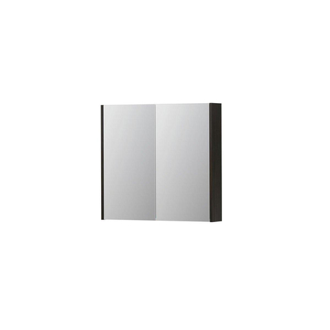 INK SPK2 Spiegelkast - 80x14x74cm - 2 deuren - dubbelzijdige Spiegel - schakelaar en stopcontact - MFC Intens eiken SW439936