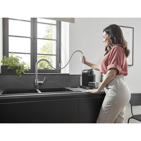 Hansgrohe Focus m41 Eengreeps keukenmengkraan - 240 met uittrekbare vuistdouche - 2 straalsoorten - hoogglans chroom GA69755